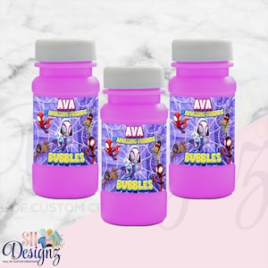 Ghost Spider and Friends Birthday Party Bubble Labels , Spidey and Friends Party, Spidey and Friends Birthday Bubbles