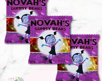 Vampirina Birthday Party Gummy Bear Snacks Favors Treats, Vampirina Party, Vampirina GB