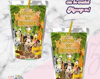 Mickey Safari Mouse Birthday Juice Labels, Mickey Safari, Mickey Mouse Birthday , Mickey Mouse Birthday Party, Mickey Safari, Safari Party