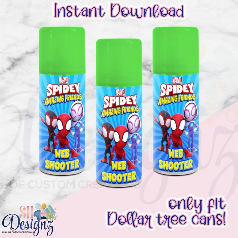 Spidey and Friends Birthday Party String Can Labels (Digital Download) image 1