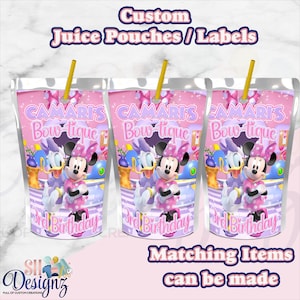 Minnie Mouse Bowtique Birthday Party Juice Labels, Minnie and Micky Mouse , minnie mouse party favors Party, minnie mouse party favors