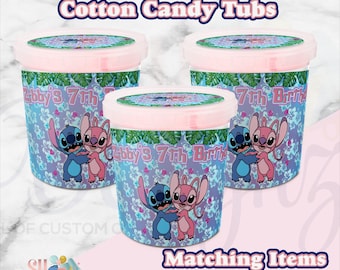 Stitch Birthday Party Cotton Candy Tubs, Stitch and Angel Birthday Party, Lilo and Stitch Birthday Favors, Stitch and Angel, Stitch Party