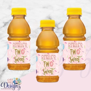 Two Sweet Pink Apple Juice Bottle Labels - Two Sweet Pink Party - Two Sweet Party - Two Sweet Birthday Party - Two Sweet Theme-