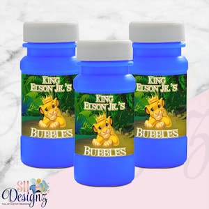 Lion King Bubble Labels- Lion King Birthday Party- Lion King Bubbles- Printed - Digital