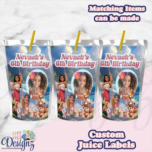 Moana 2 Birthday Party Juice Labels, Moana Birthday Party Drinks, Moana 2 Birthday, Moana Party Labels