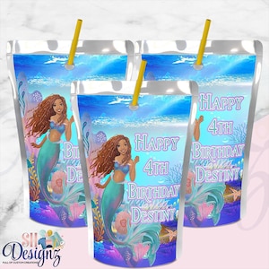 The Little Mermaid Birthday, Live Action Mermaid, Little Mermaid Favors, Little Mermaid, Black Mermaid Juice Labels