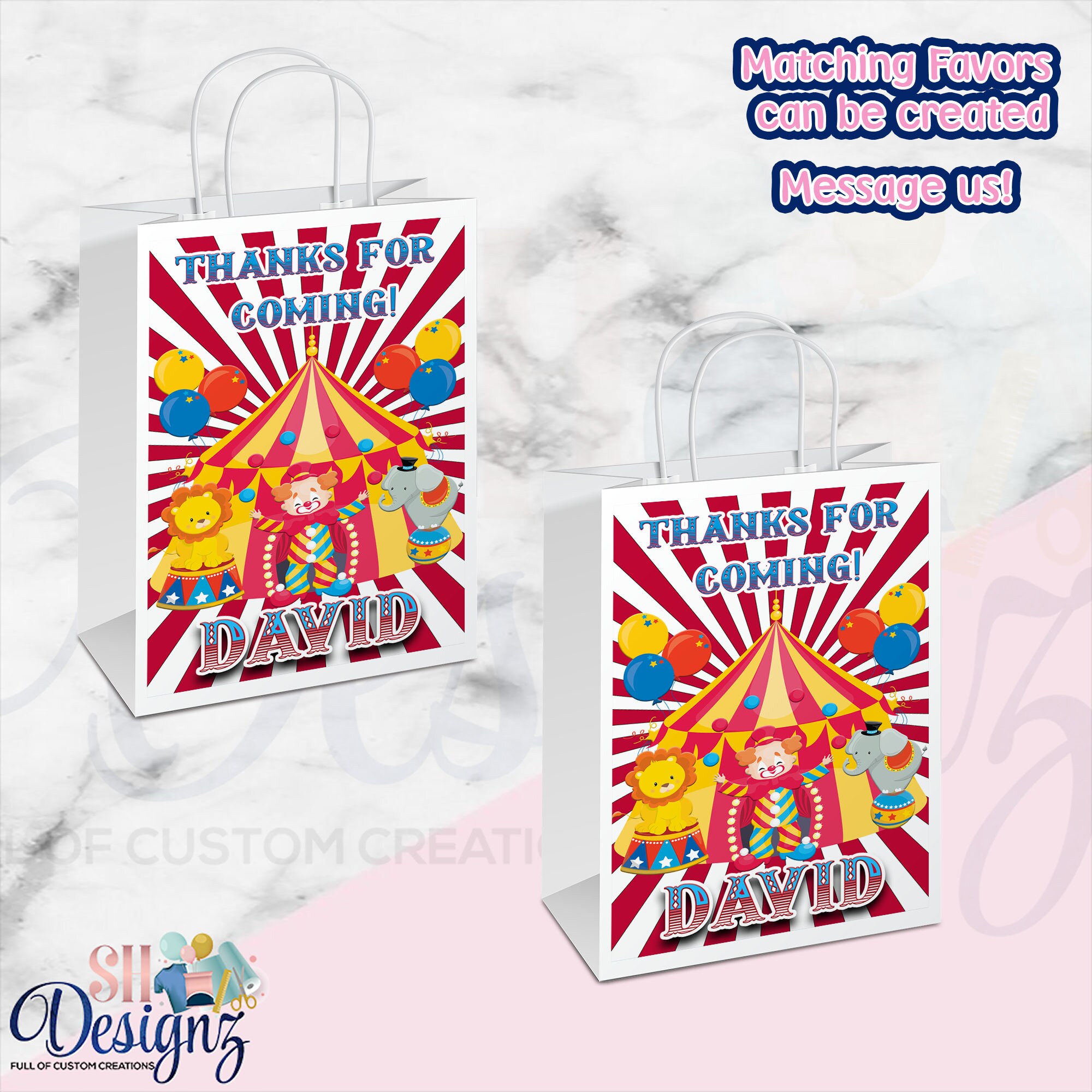 Circus Gift Bags - Circus Party - Circus Party - Carnival Birthday Party - Carnival Theme- Circus Birthday Theme