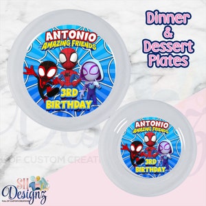 Spidey and Friends Birthday Party Plates, Spidey and Friends Party, Spidey and friends Birthday  Party Plates in sets of 12