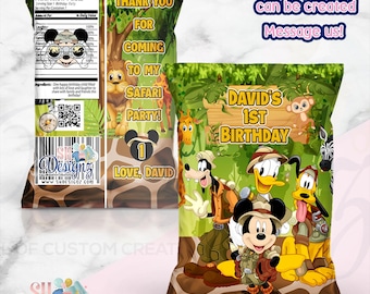 Mickey Mouse Safari Birthday Chip Bags, Mickey Mouse, Mickey Mouse Birthday , Mickey Mouse Birthday Party, Mickey Safari, Safari Party