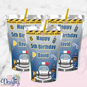 Police Birthday Party Juice Labels, Police Party Labels, Police Birthday Theme,  Police Birthday, Cops and Robbers
