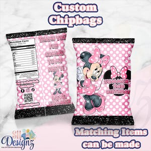 Minnie Mouse Birthday Chip Bags, Minnie Boutique, Minnie Mouse Birthday BAGS, Minnie Mouse Birthday Party, Minnie Mouse Party Favors,