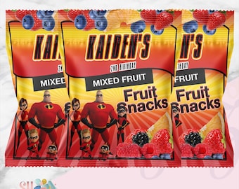 Incredibles Birthday Party Fruit Snack Wrappers ( Digital)