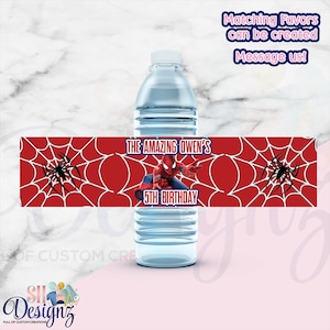 Spiderman Birthday Party Water Bottle Labels, Spiderman Party, Spiderman Birthday Drink Labels