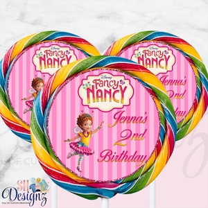 Fancy Nancy Lollipop labels, Fancy Nancy stickers, Fancy Nancy, Fancy Nancy party