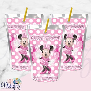 Minnie Mouse Birthday Party Juice Labels, Minnie and Micky Mouse , minnie mouse party favors, minnie mouse party favors
