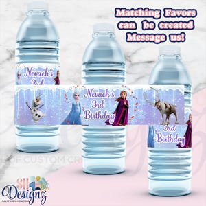Frozen Water Bottle Labels- Frozen 2 Water Bottle Labels- Frozen Birthday Party- Frozen2 Birthday Party, Anna and Elza image 1