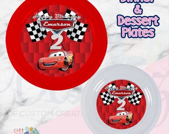 Cars Plates, Cars Birthday Party Plates- Cars Plates in sets of 12