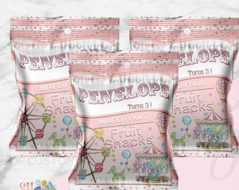 Carnival Pink Fruit snacks - Circus Pink Party - Circus Party - Carnival Birthday Party - Carnival Theme- Circus Birthday Theme FS