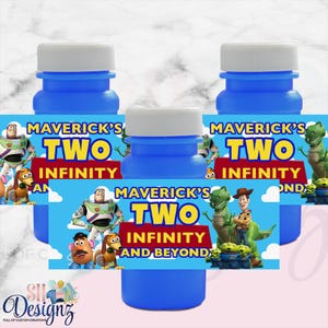 Two Infinity and Beyond Bubble Labels, Toy Story  Bubble Labels, Buzz Lightyear, Woody, Pizza Planet, Two Infinity and Beyond