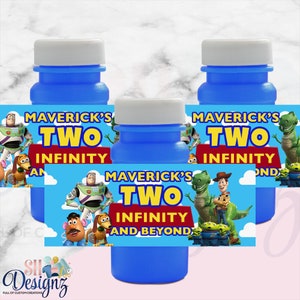 Two Infinity and Beyond Bubble Labels, Toy Story  Bubble Labels, Buzz Lightyear, Woody, Pizza Planet, Two Infinity and Beyond