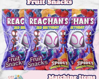 Ghost Spider Birthday Party Fruit Snacks Favors ( DIGITAL)
