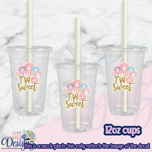 Two Sweet Cups  - Two Sweet Party  -Two Sweet Birthday Party - Two Sweet Theme- Two Sweet Birthday Theme Cups in sets of 12