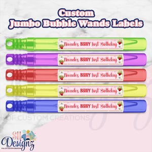 Berry First Birthday Bubble Wands Labels, Strawberry Birthday Party, Berry Sweet Birthday Party, Berry First Birthday Party Theme
