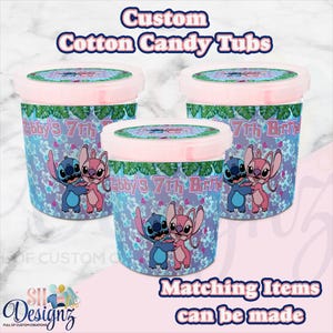 Stitch Birthday Party Cotton Candy Tubs, Stitch and Angel Birthday Party, Lilo and Stitch Birthday Favors, Stitch and Angel, Stitch Party