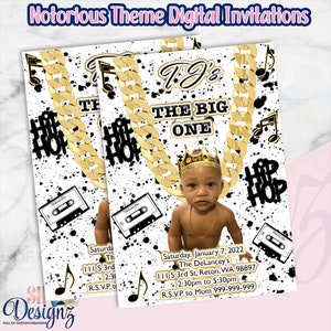 Notorious One Invitations, The Big ONE Birthday Invitations - Notorious One Birthday Party-  Invitations - The big one Party