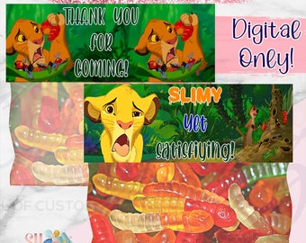 Lion King Treat Bag Labels- Lion King Birthday Party- Lion King Party Favors- Lion King-Slimy Yet Satisfying