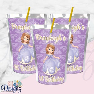 Sofia the First Drink Labels, Sofia The First Birthday Party, Sofia The First Labels Stickers