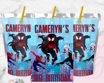 Spiderman Birthday Party Juice Labels  Favors Treats, Spiderman Party, Spiderman Drink Labels