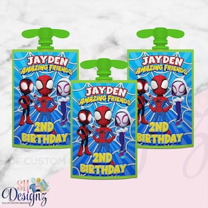 Spidey and friends Birthday Applesauce Labels- Spidey and friends Party- Spidey and friends Labels, Spidey and friends