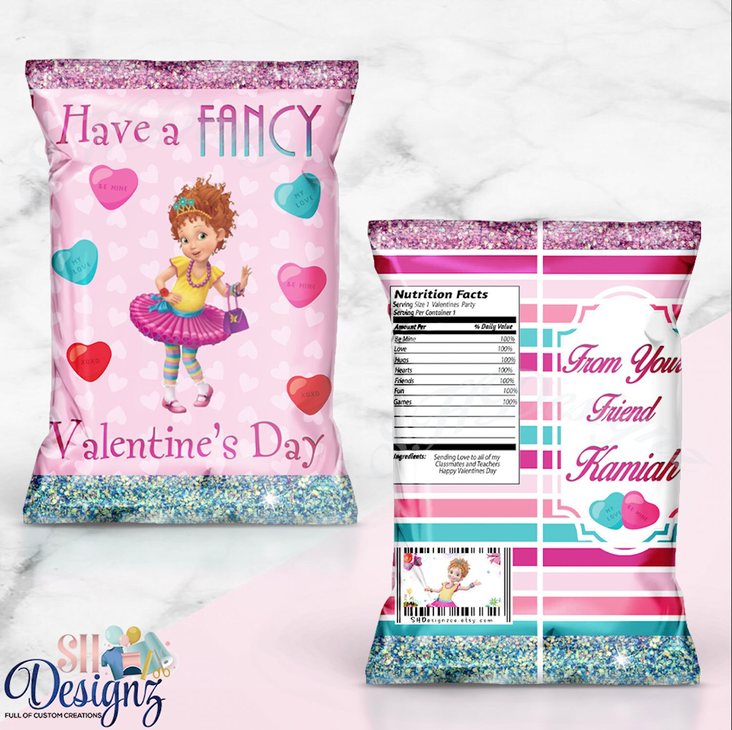 Fancy Nancy Valentines Day Unfilled Treat Bags Chip Bags | Etsy