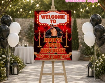 Movie Star Welcome Sign Birthday Party, Lights Camera Action, Movie Scene ( digital)