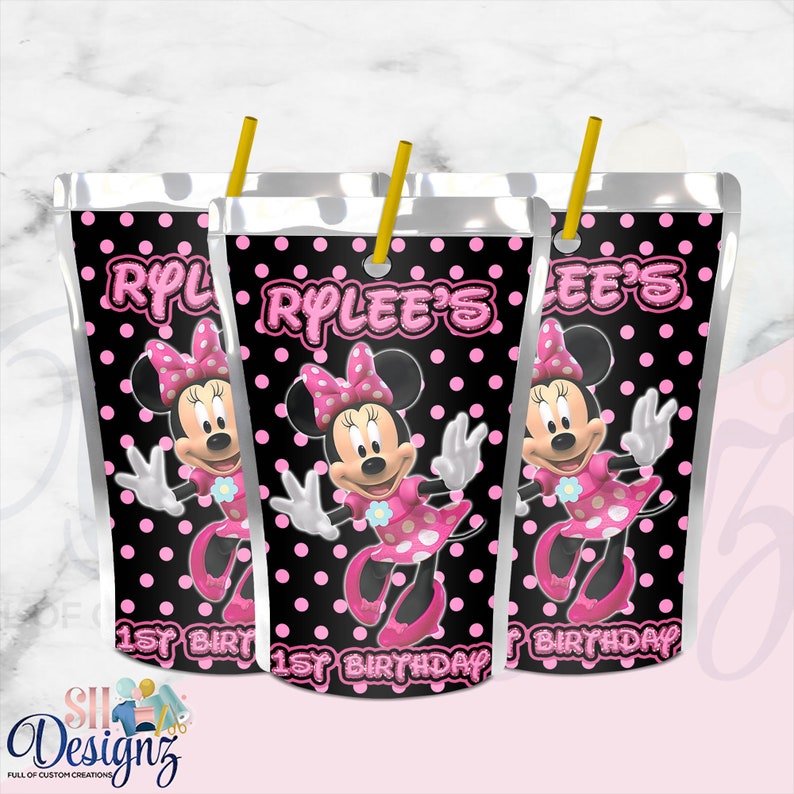 Minnie Birthday Party Minnie Birthday Minnie Mouse Birthday Party Juice Labels Minnie and Micky Mouse