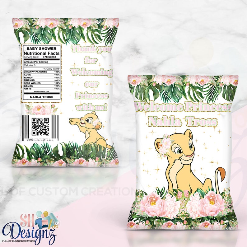 Lion King Nala Baby Shower Chip Bags Lion King Baby Shower Etsy