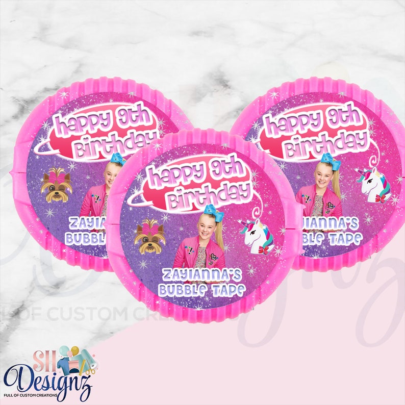 JoJo Siwa Birthday JoJo Siwa Birthday Party Bubble Tape Labels JoJo Siwa JoJo Siwa Birthday Party
