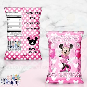 Minnie Mouse Birthday Chip Bags, Minnie Boutique, Minnies Birthday BAGS, Minnie Mouse Birthday Party, Minnie Mouse Party Favor Bild 1