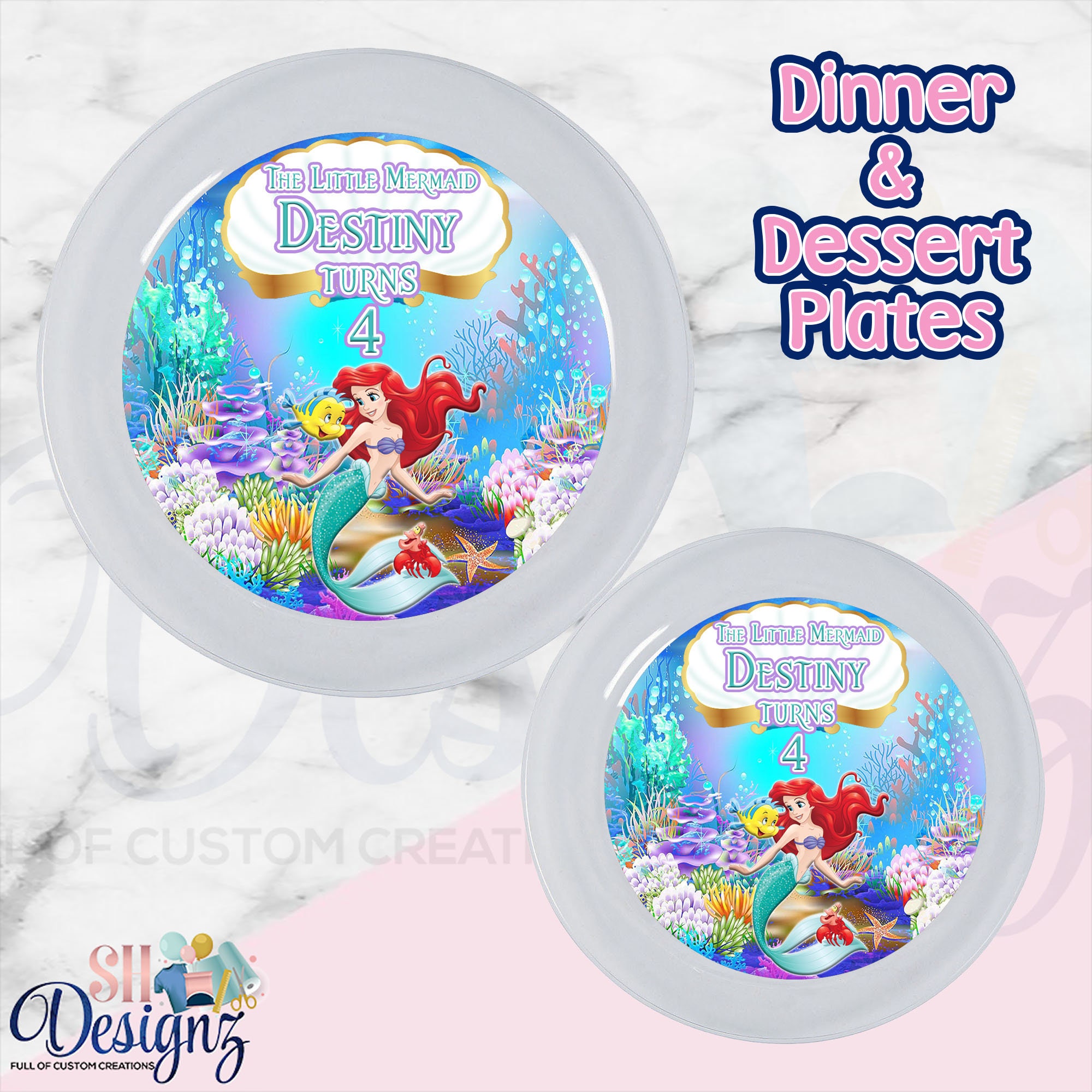 The Little Mermaid Birthday Plates The Little Mermaid Birthday The Little Mermaid Birthday Party Plates in sets of 12