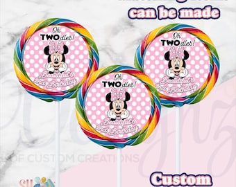 Minnie Mouse Lollipop Labels, Minnie Twodles, Minnies Birthday Labels, Minnie Mouse Birthday Party Minnie Mouse Party Favors