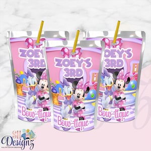 Minnie Mouse Bowtique Juice Labels, Minnie Boutique, Minnies Birthday, Minnie Mouse Birthday Party Minnie Mouse Party Favor