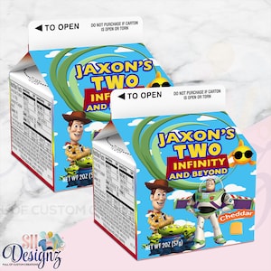 Two Infinity and Beyond Crackers, Toy Story Favors, Buzz Lightyear, Woody, Pizza Planet, Two Infinity and Beyond