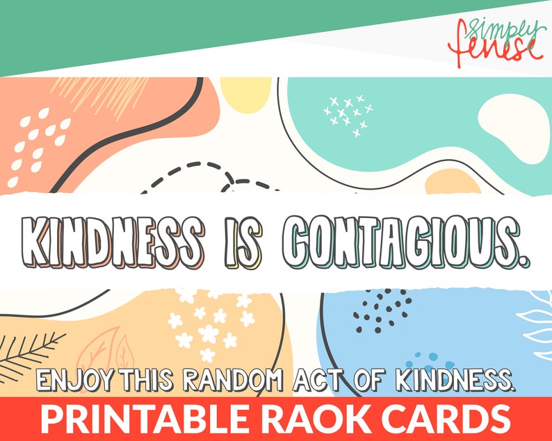 Printable Random Act of Kindness Cards RAOK DIY Printable - Etsy
