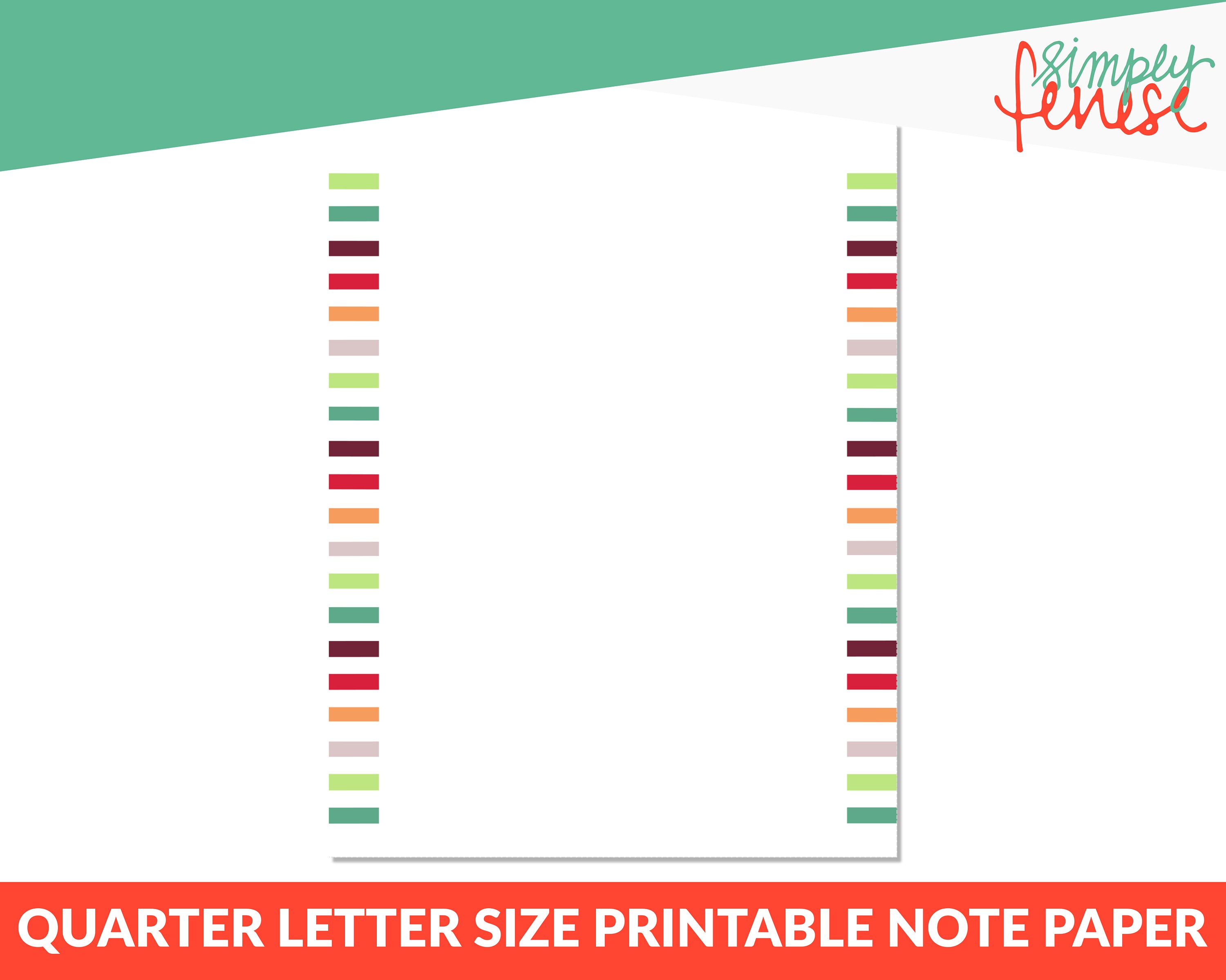 Stripes Printable Notepaper Quarter Letter Size Daily to Do - Etsy
