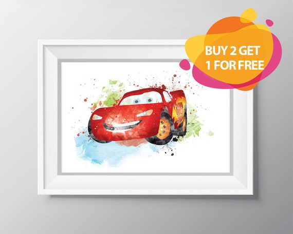 Disney Cars Mcqueen Personalised Photo Poster Print ONLY Wall Art Size A4