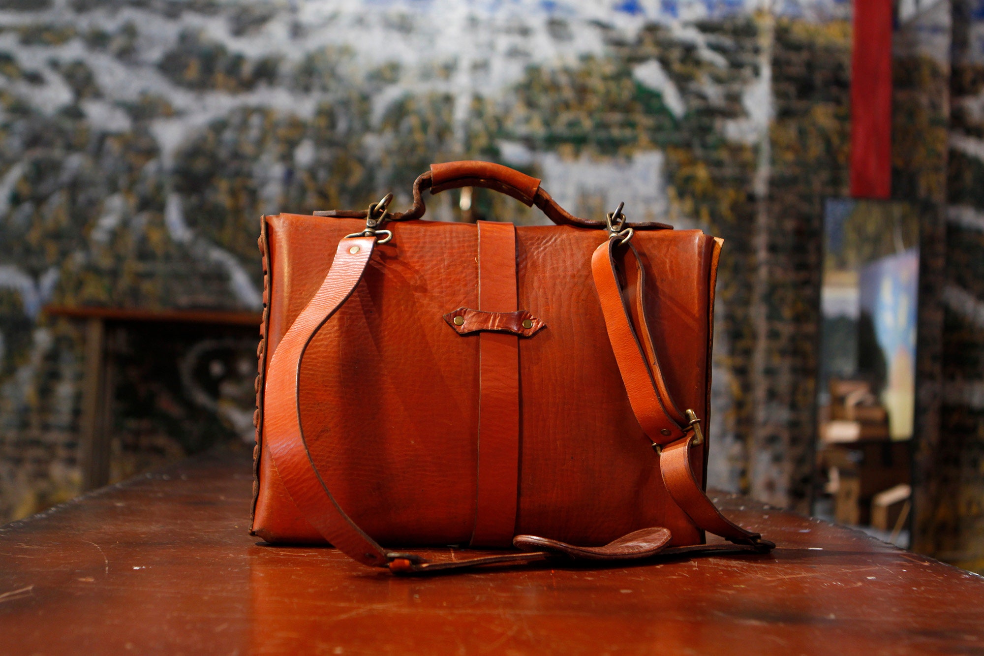 Classic Leather Briefcase Handmade Leather Briefcase Etsy