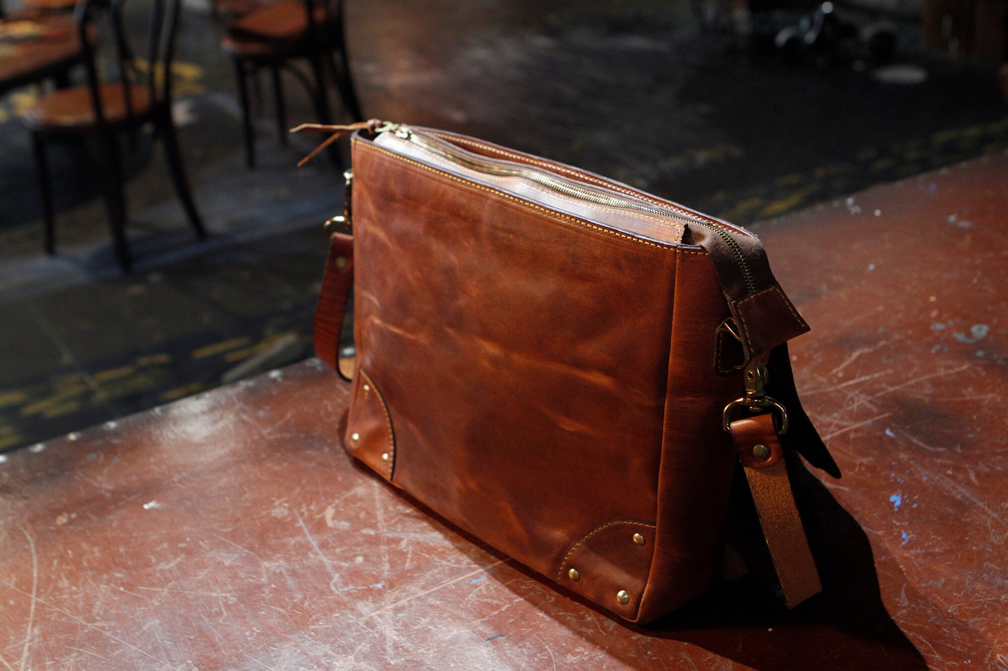 Classic Leather Messenger Bag Brown Leather Messenger Bag Etsy