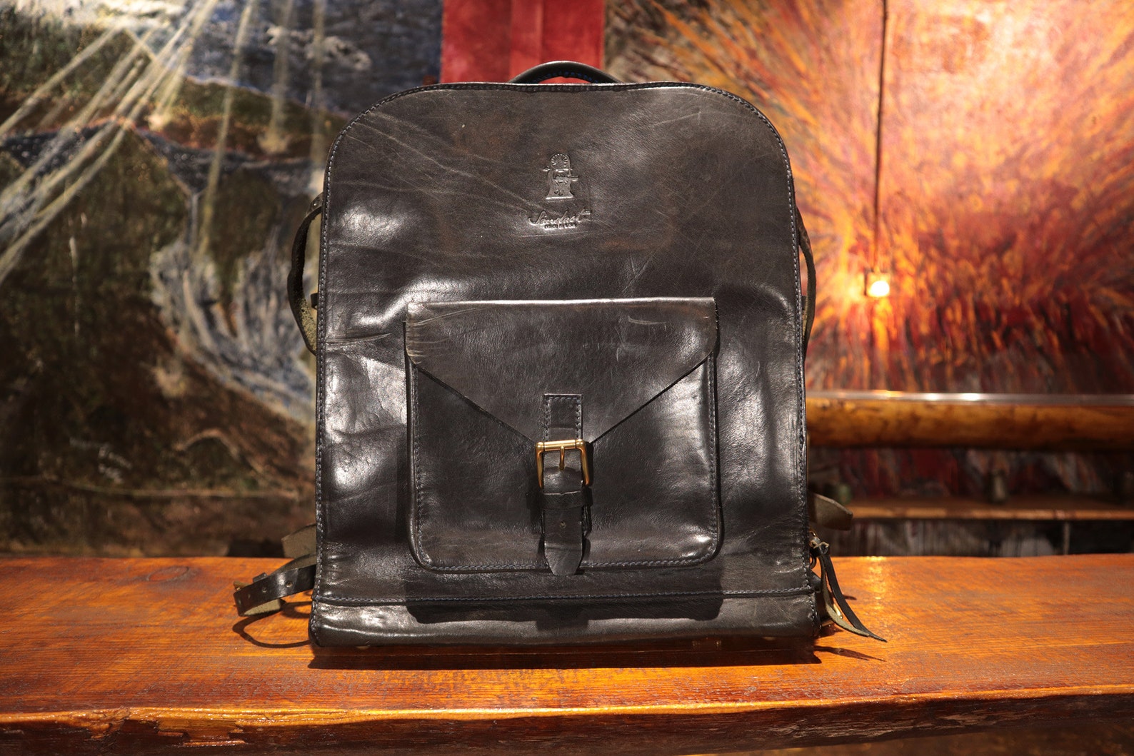 Large Leather Backpack Men's Backpack Navy Etsy