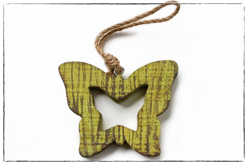 Dekohänger Schmetterling grün-natur shabby 1Stk. Bild 2